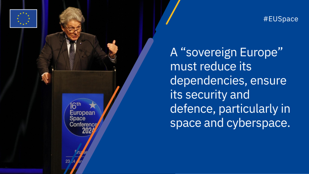 Commissioner for Internal Market, Thierry Breton during his opening speech at the 16th European Space Conference